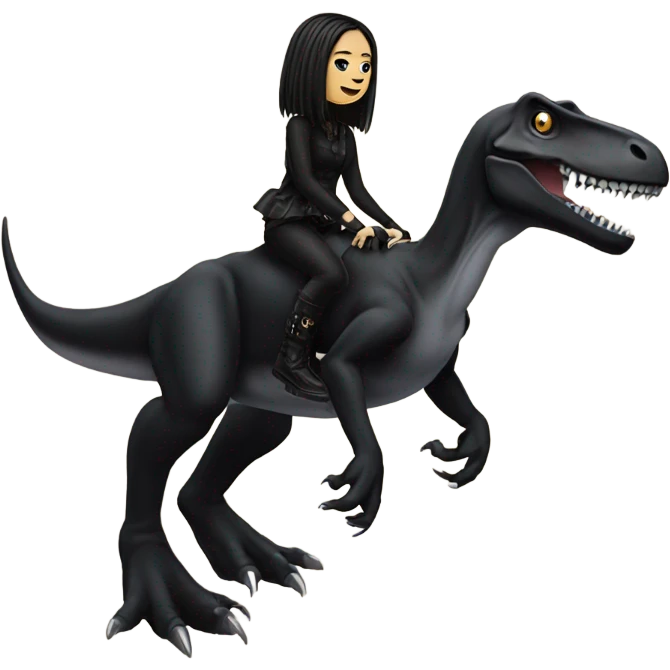 Goth girl riding a trex emoji