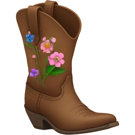 Cowgirl boots with flowers coming out of it  emoji