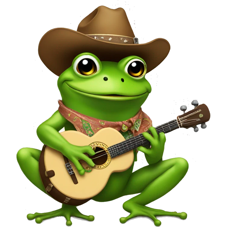 frog with a cowboy hat playing the banjo emoji