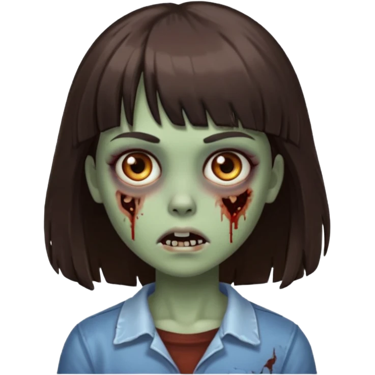 zombie girl with dark brown hair and bangs emoji