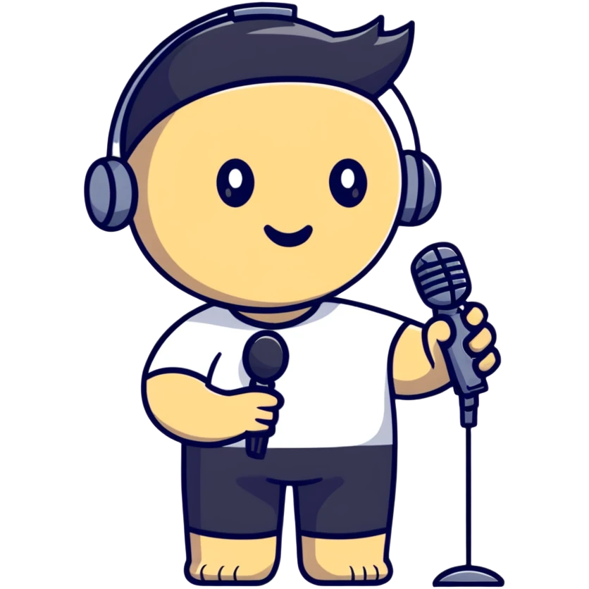 person streaming, YouTube user recording video with microphone emoji