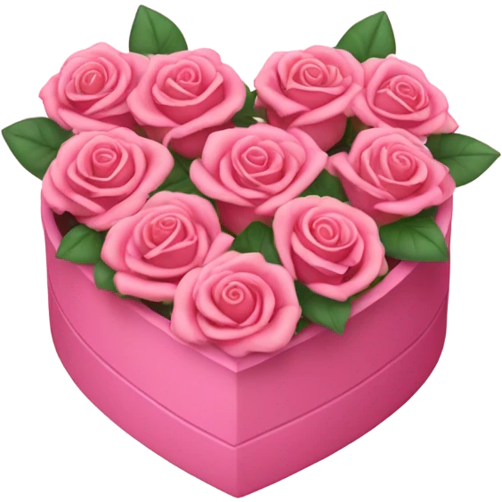 Roses in a pink  heart shaped box  emoji