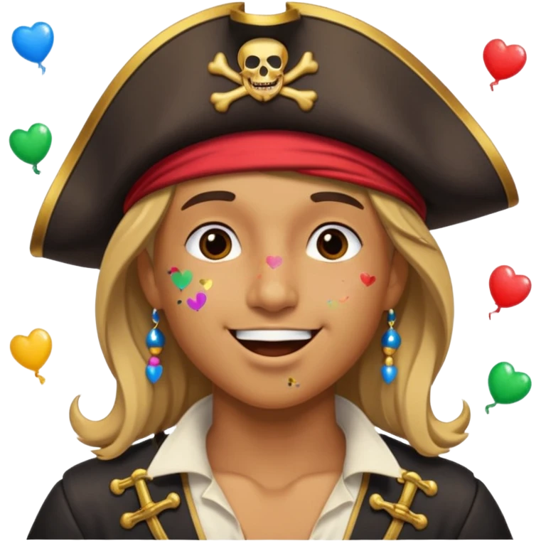 kissing pirate face with confetti emoji