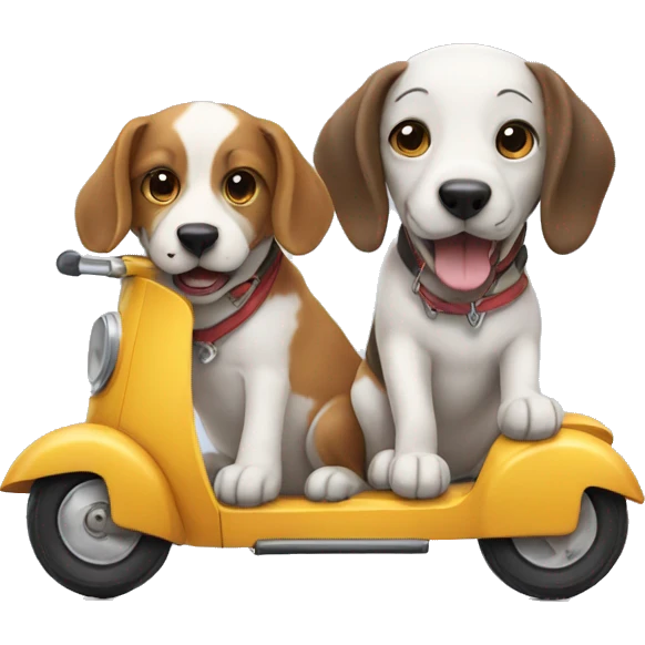 Two dogs pulling a scooter  emoji
