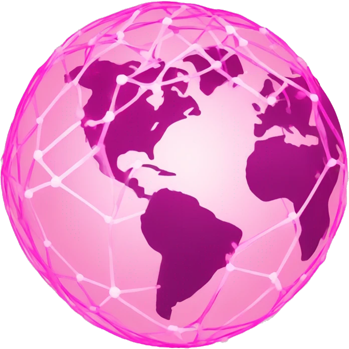 Pink and light pink connected network globe   emoji