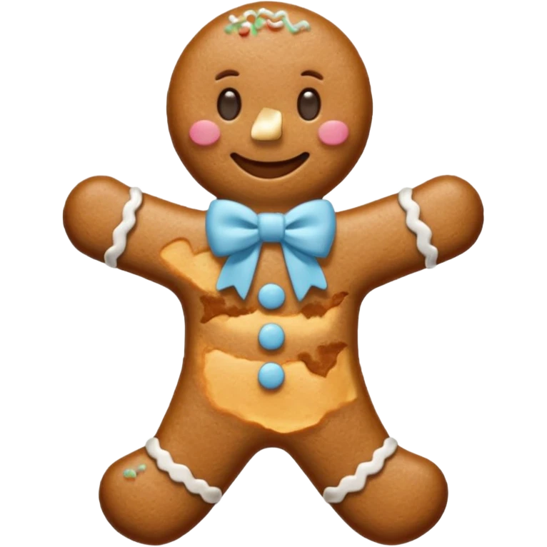 Gingerbread man with light blue bow emoji
