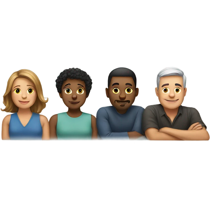 row of 6 people sitting emoji