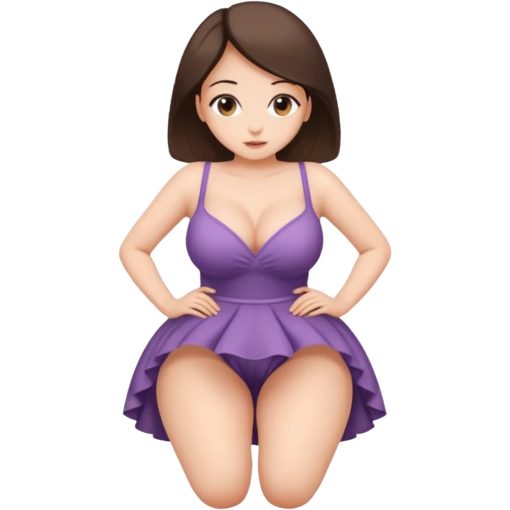 A full-length naked girl with big tits and a beautiful waist stands on all fours emoji
