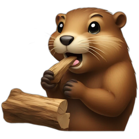 a beaver with a piece of wood in its mouth emoji