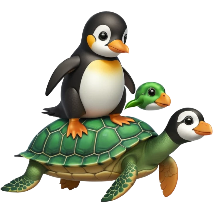 penguin riding a turtle emoji