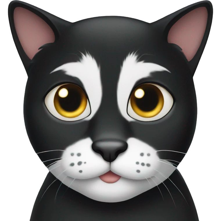 black tuxedo cat with white mustache  emoji