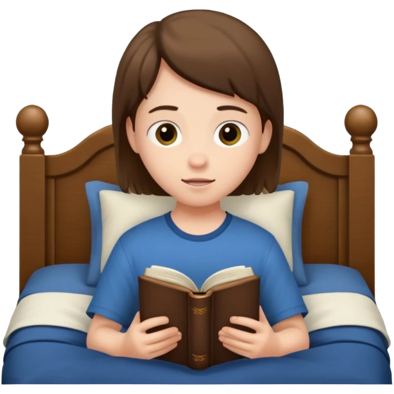 adolescente con la bliblia en la cama emoji