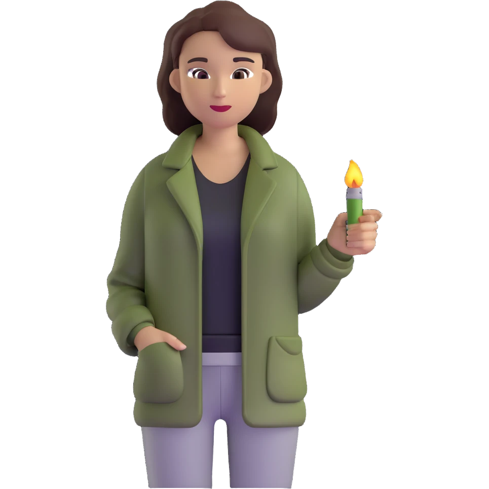 woman wearing dark olive green jacket over a lighter green top emoji