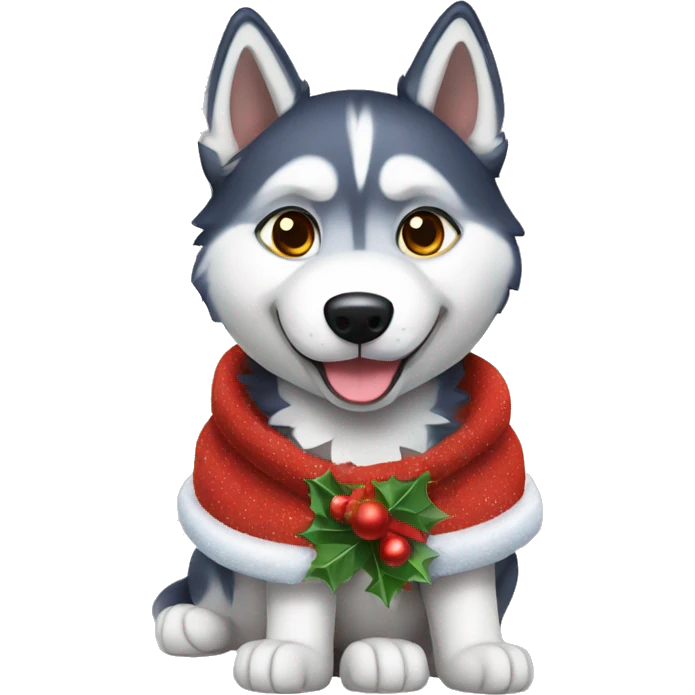 husky wearing christmas clothes emoji