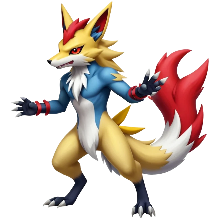 Shiny Epic Handsome Badass Zoroark-Zangoose-Lucario-Renamon-Zeraora-hybrid (Full body) emoji