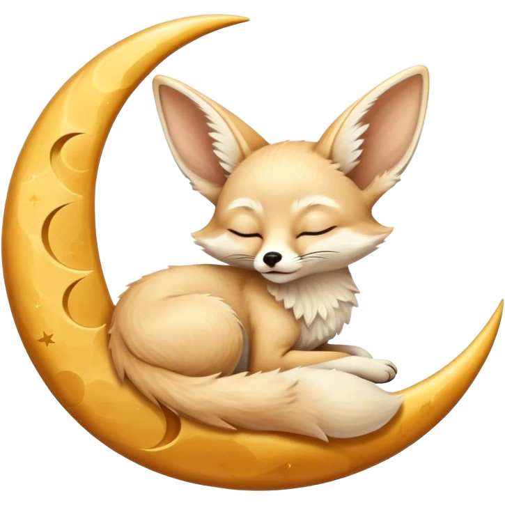 fennec sleeping on a moon sickle  emoji