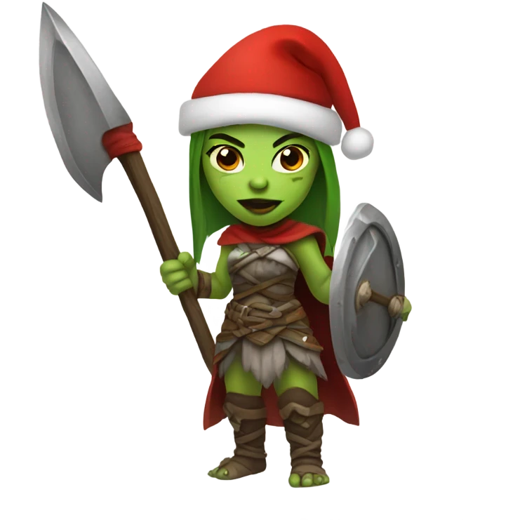 orc female warrior with santa hat emoji