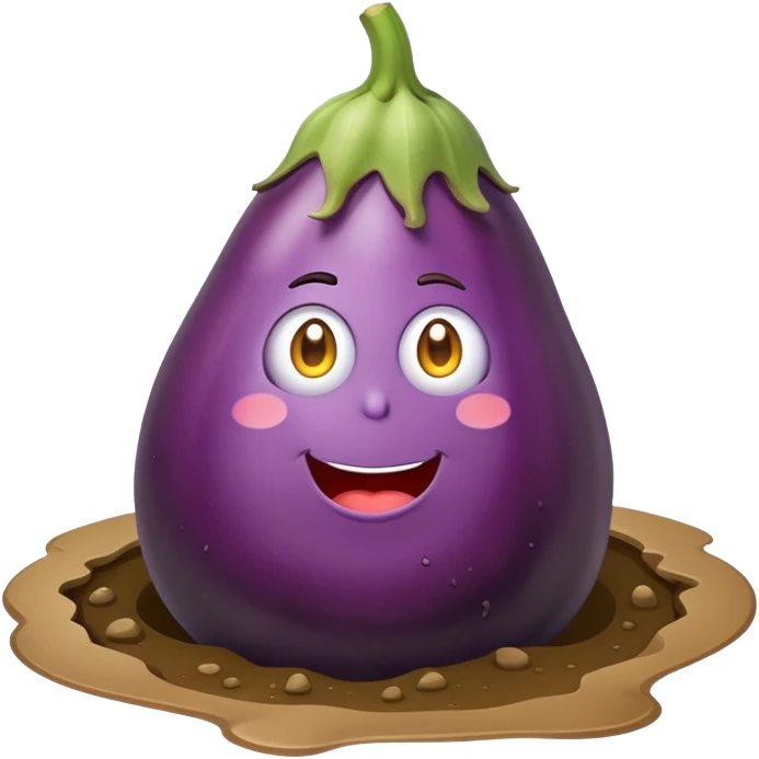eggplant entering an obese pothole emoji