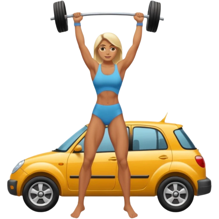 Barefoot woman lifting up a car emoji