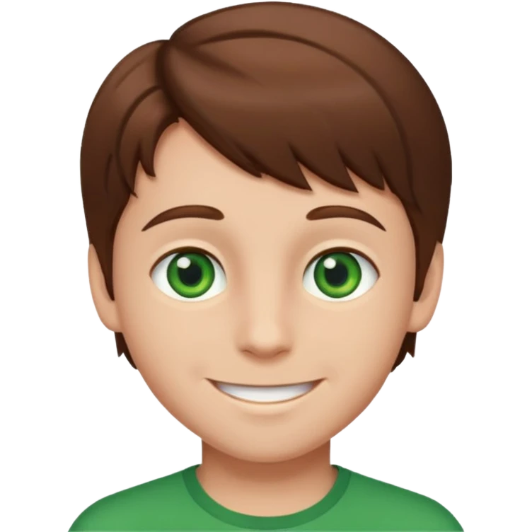 dessiner moi un garcons avec les cheveux bruns et les yeux vert emoji