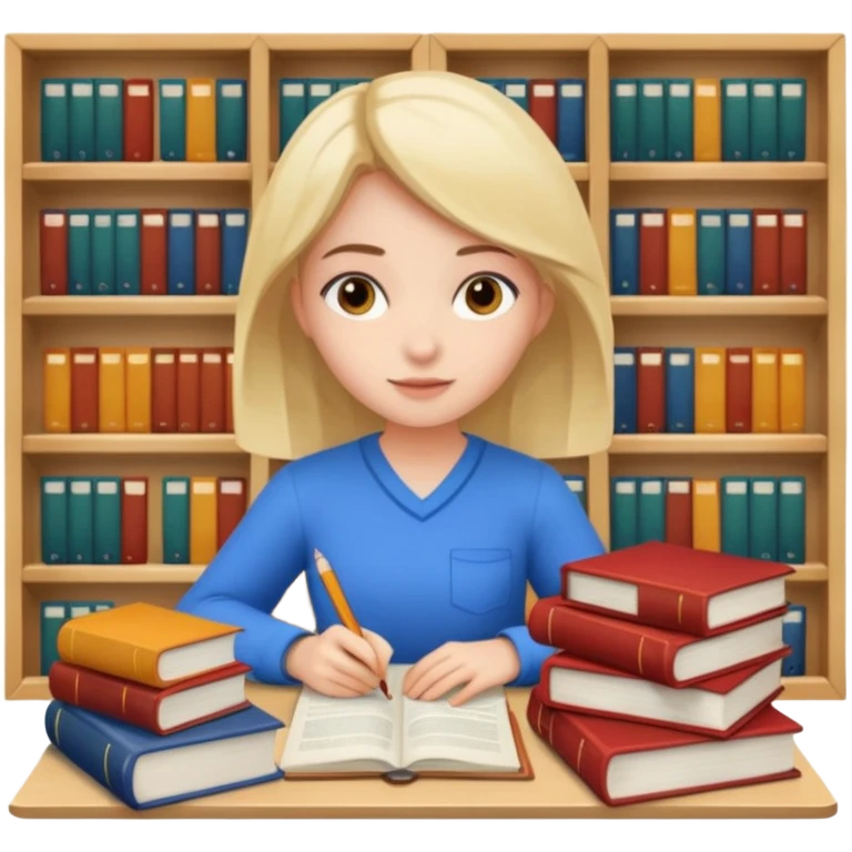 Девушка учится. У нее книжки, курсы, документы  emoji