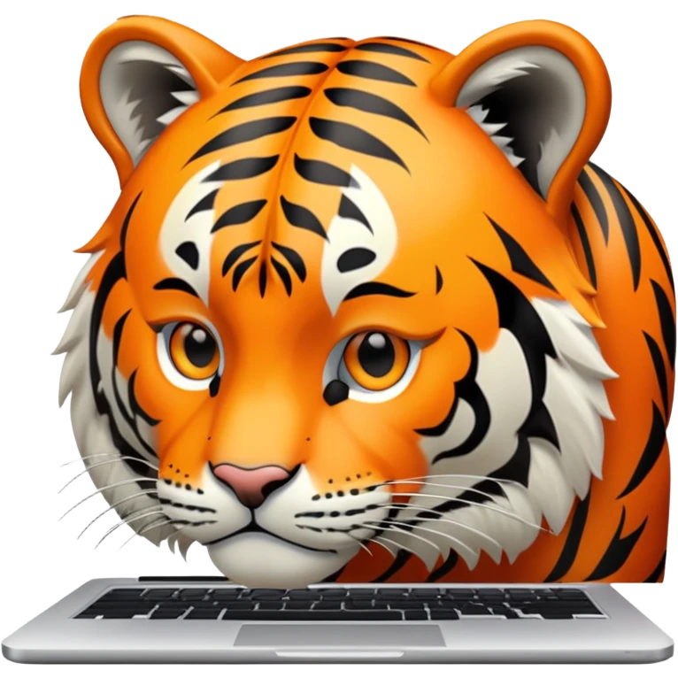A tiger on a laptop with an "AVEX" sticker on it emoji