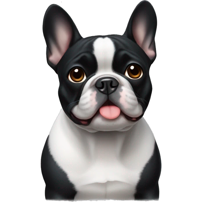 Black French bulldog with white chin emoji