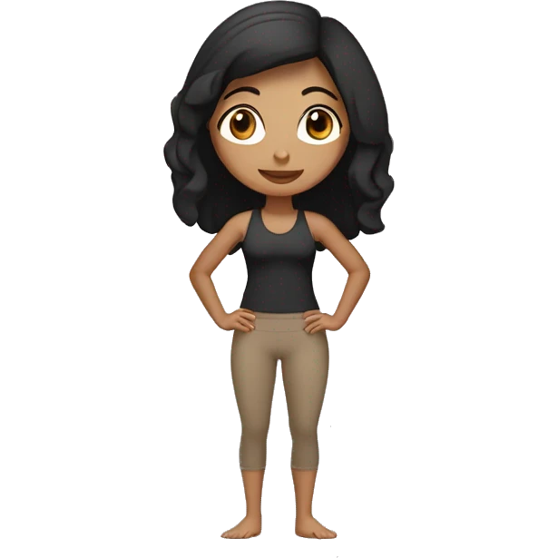 light brown yoga girl with bob length black hair, brown top and pants emoji