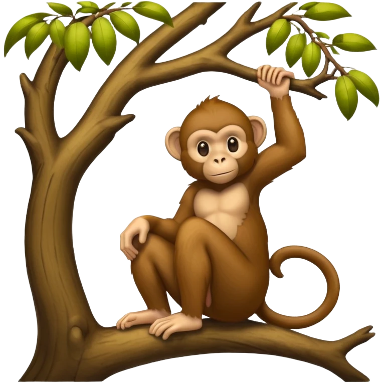 big tree with monkey in it with BIG feet  emoji