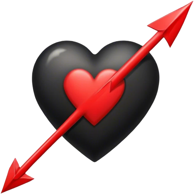 Black heart tattoo style with a red arrow through it  emoji