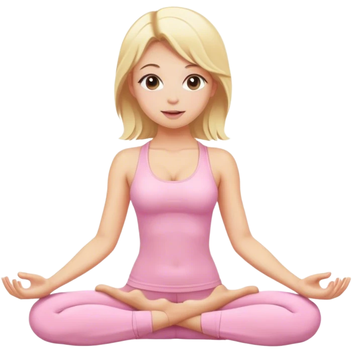 blonde yoga girl light pink clothes n emoji