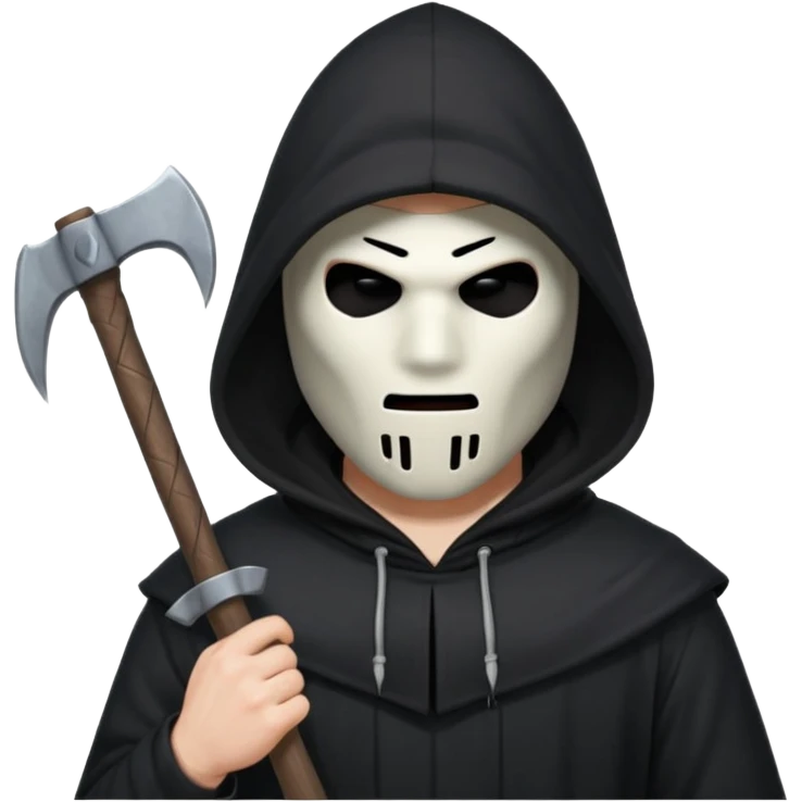 an executioner with a black hood/sheet on his face so we can't see his face but only his eyes and an axe in his hand emoji