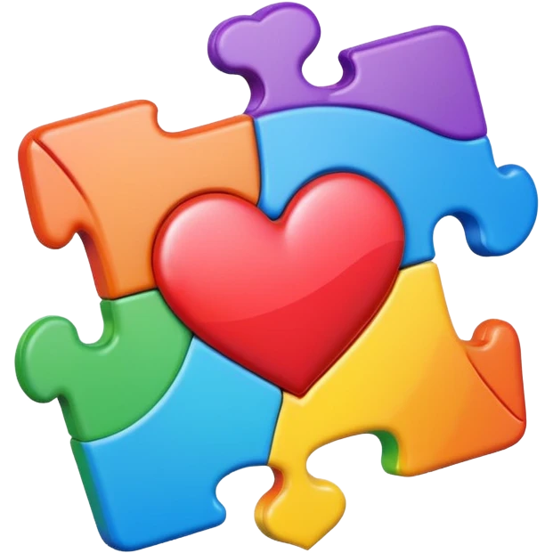 Rainbow puzzle piece with heart in the middle emoji