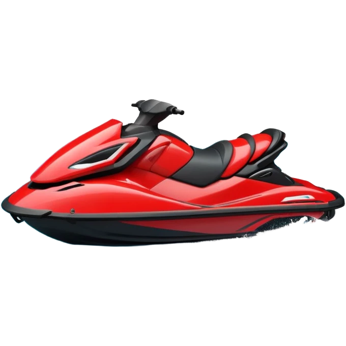 jet ski (red black and white all in the same amount. maybe a red a bit more dominant) on the sea. show the sea under the jet ski - blue with turquoise. no sky - white background instead. DO NOT REMOVE THE SEA AND THE WHITE WHEN FINALIZING!  NO ONE IS ON THE JET SKI  emoji