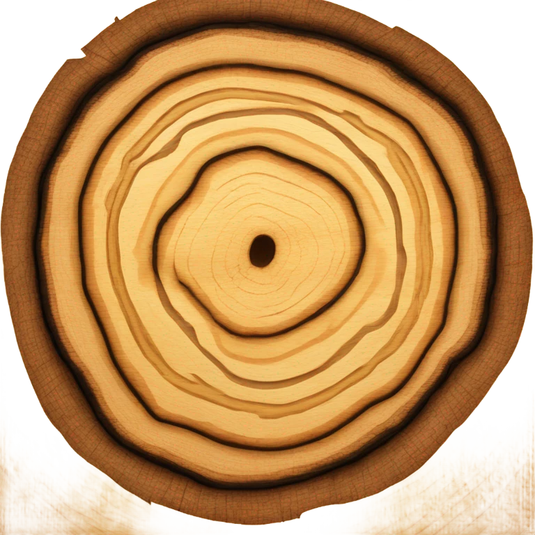 A realistic picture of a tree cut open in profile, round, where you can see the annual rings emoji