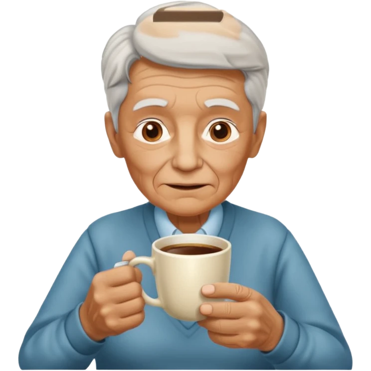 elderly with coffee emoji