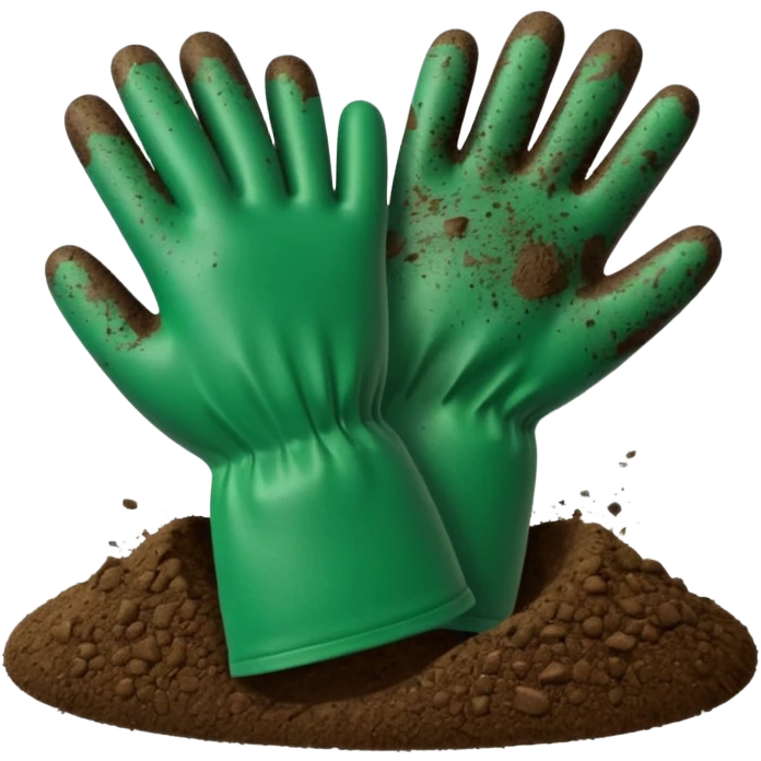 green gloves gardening with dirt emoji