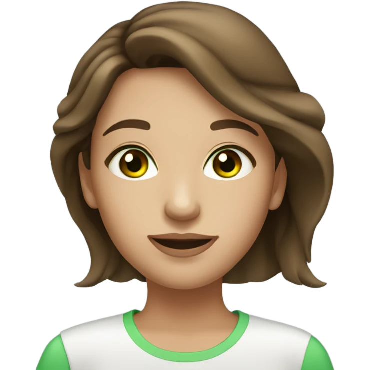 beautiful girl with brown hair light green eyes emoji