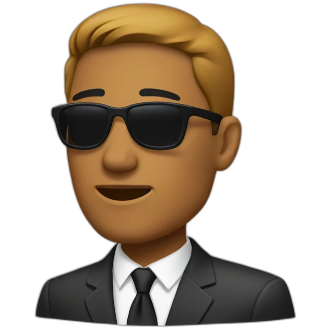 man in suit looking to the right with sunglasses down (side view) emoji
