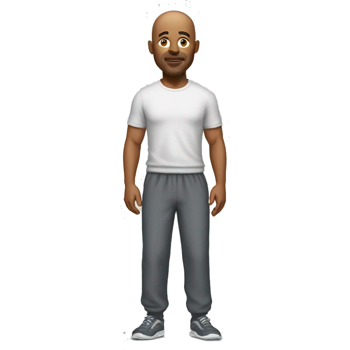 Middle Aged man in sweat pants bald emoji