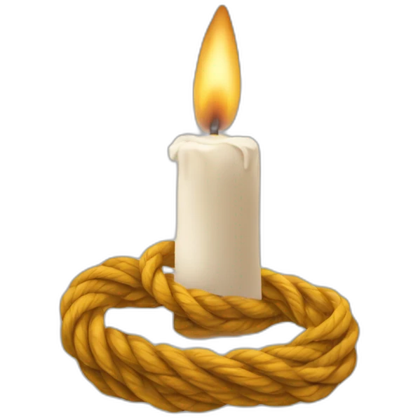 Une bougie entouré d’une corde emoji