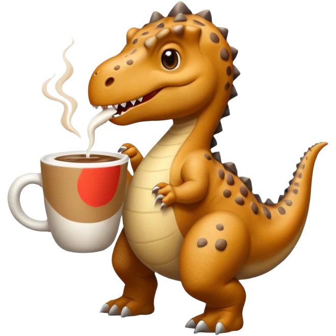 Dinosaur with a latte emoji