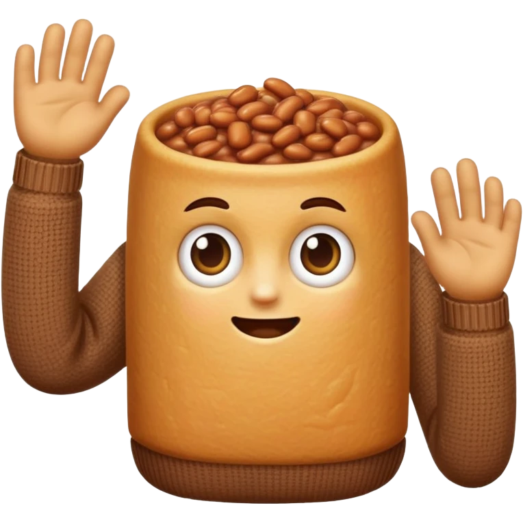 Baked beans wearing a jumper emoji