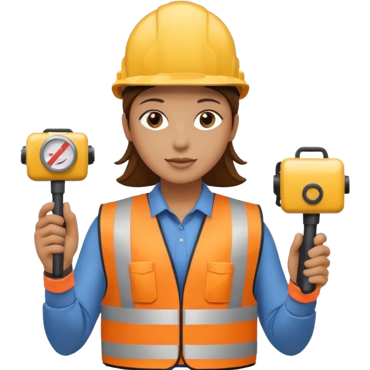 Locator with safety vest and locate equipment for utilities emoji