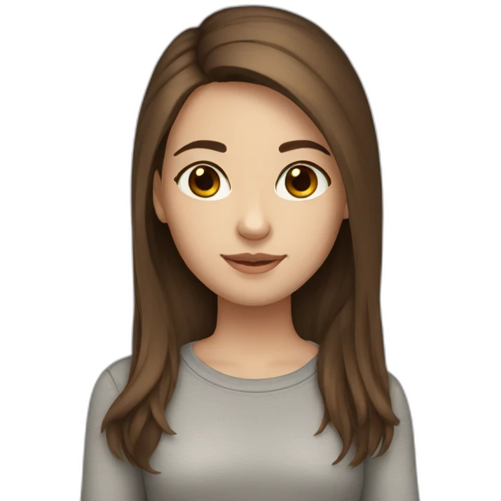 Girl white skin brown hair brown eyes emoji