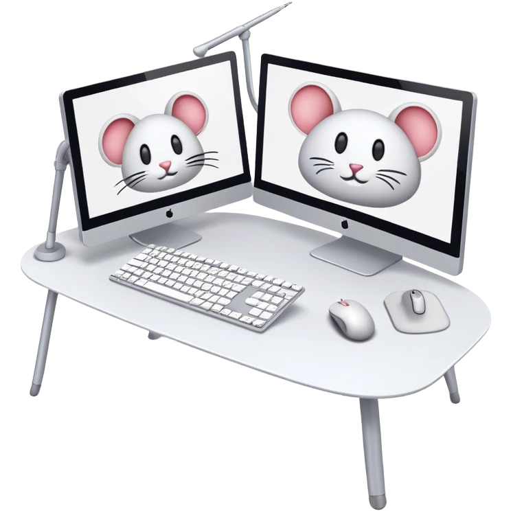 Create an emoji for UX/UI design. Show two large curved monitors displaying UX/UI design interfaces. Include a mouse, keyboard, and stylus next to the screens. Use modern, professional colors. Do not include any emojis or smiley faces. Make the background transparent. emoji