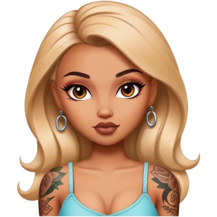 body tattoos, beautiful, woman, bratz emoji