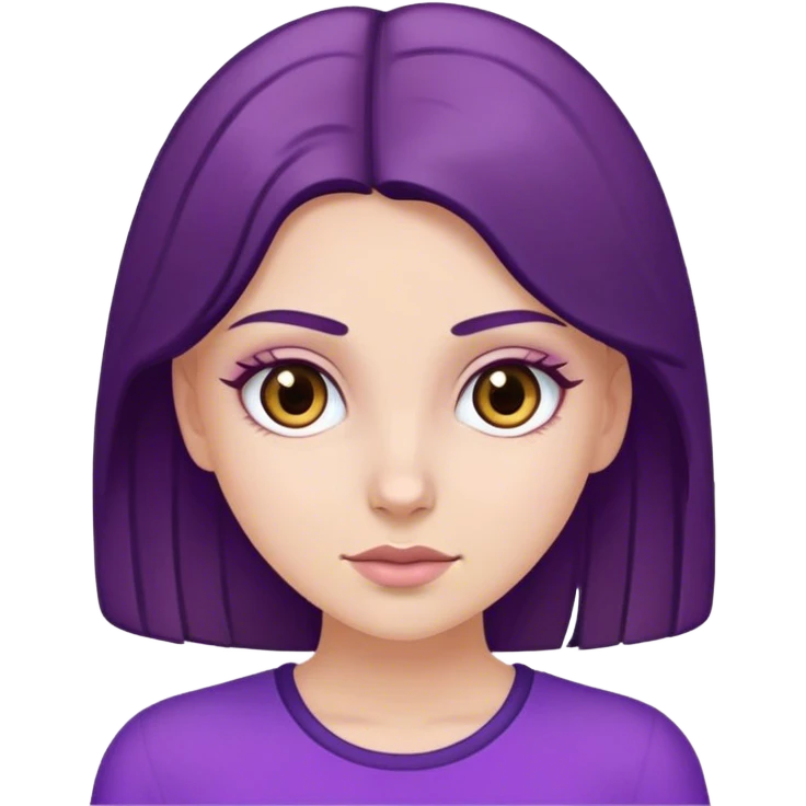 White girl With Brown eye with purple outfit emoji