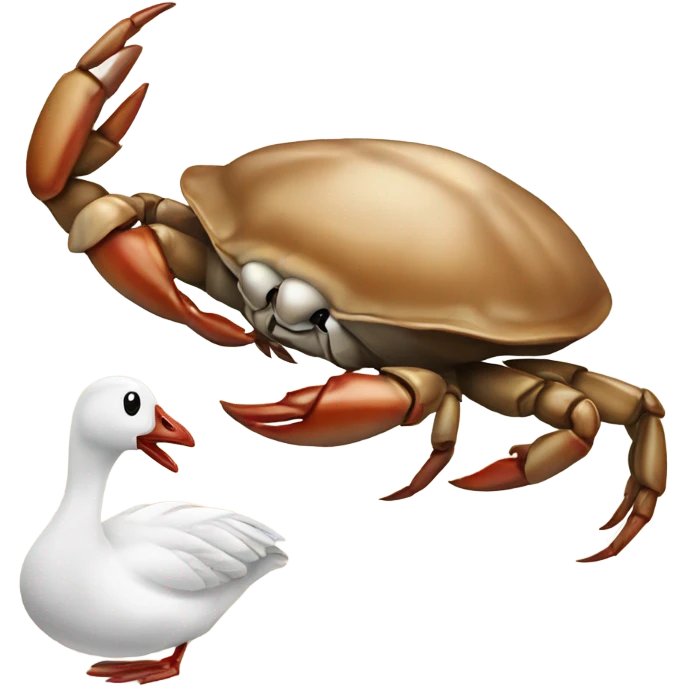 Crab pinching a goose emoji