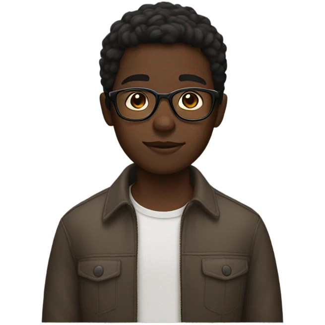 dark-skinned boy with glasses emoji